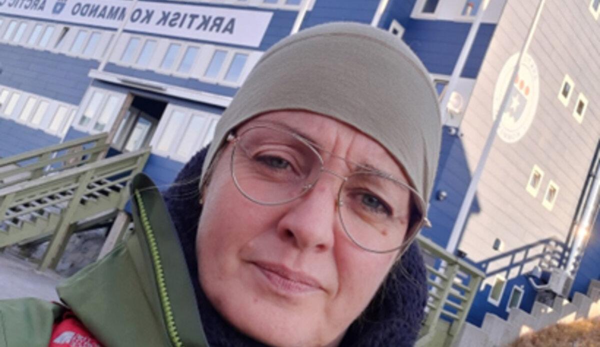 Commander Larsen pictured in front of the Joint Arctic Command Headquarters in Nuuk Greenland. Photo by Janne Larsen