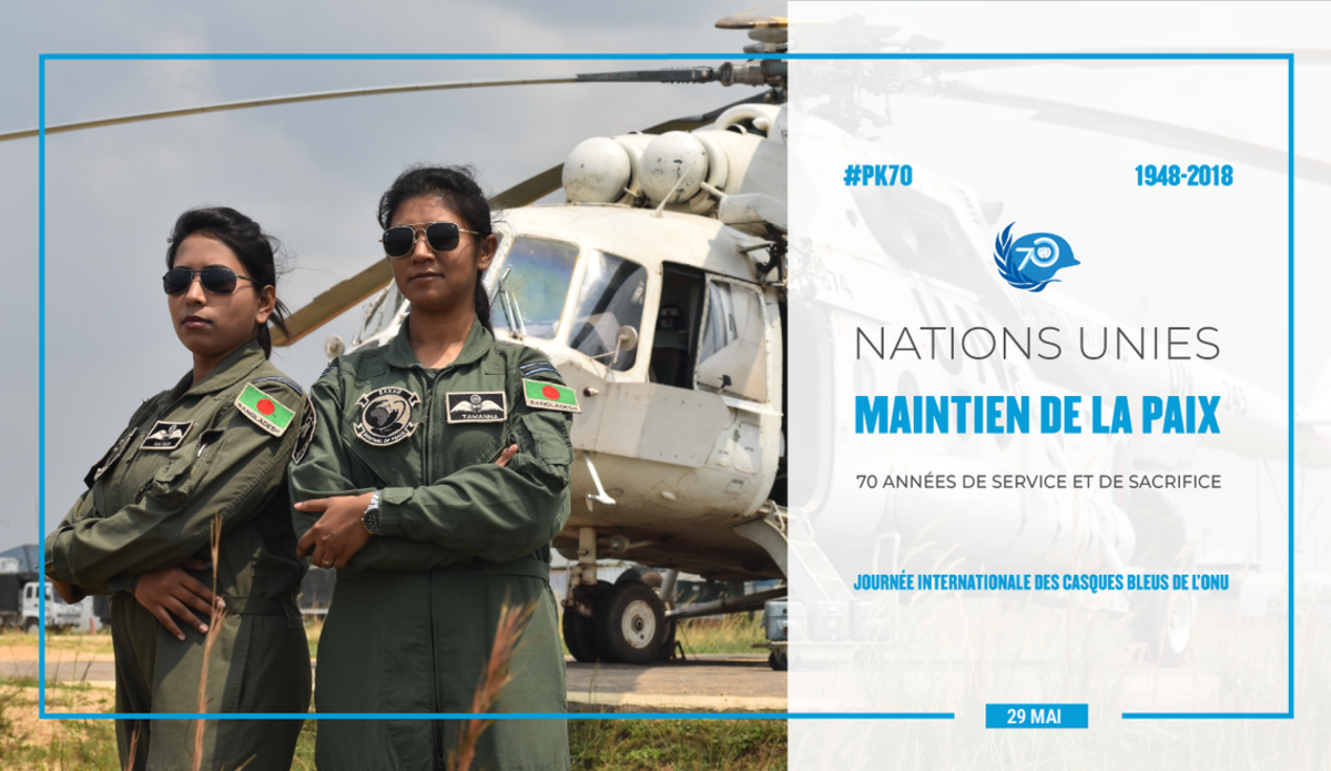 En 2017, le Bangladesh a envoyé deux femmes pilotes de combat à la mission de l'ONU en République démocratique du Congo (MONUSCO), les capitaines d'aviation Nayma Haque et Tamanna-E-Lutfi. Photo © MONUSCO